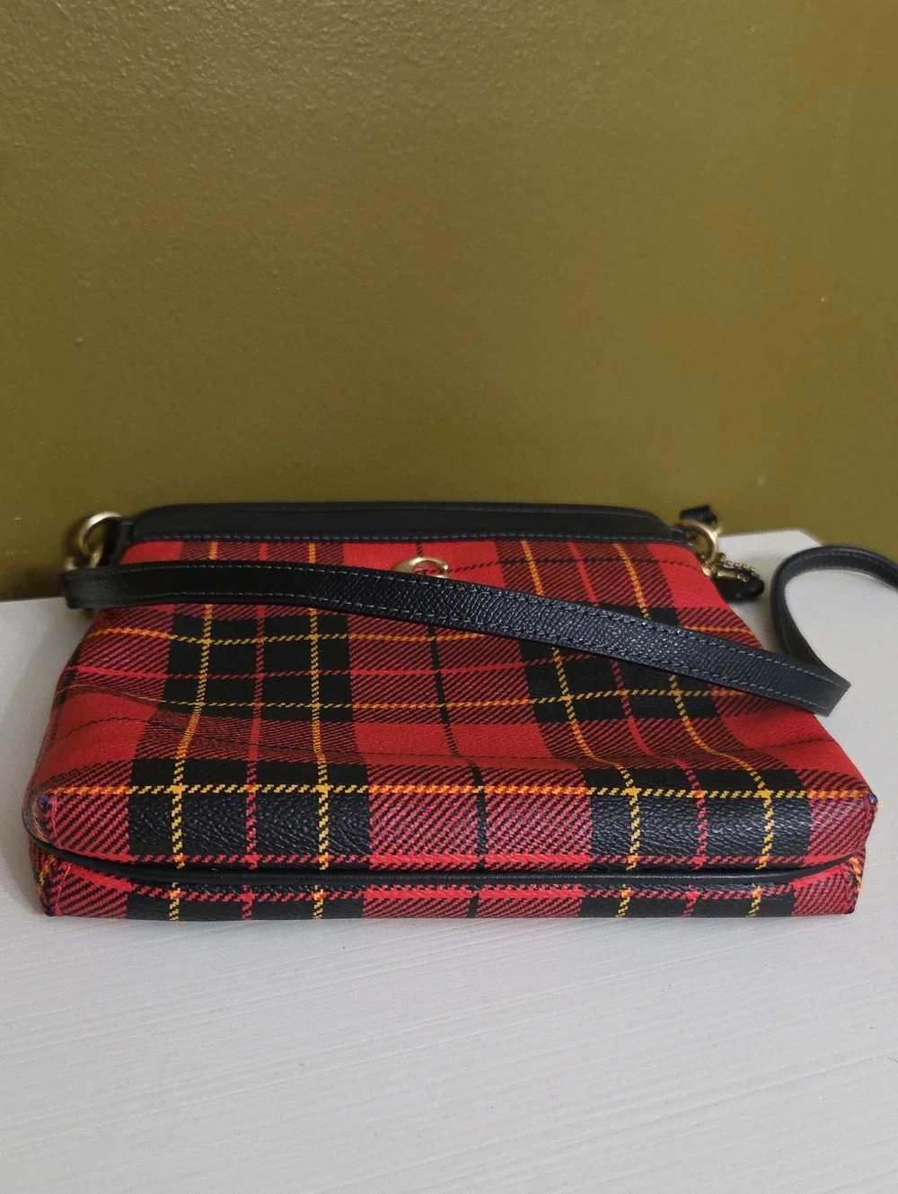 Coach Red Plaid Leather Small Shoulder Bag - Picture 11 of 15